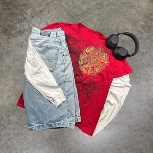 Vintage White Tag Red Graphic T-Shirt Y2K Mall Goth Skater Mens XL